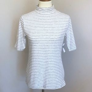 NWT Gap Grey Stripe Mock Turtleneck